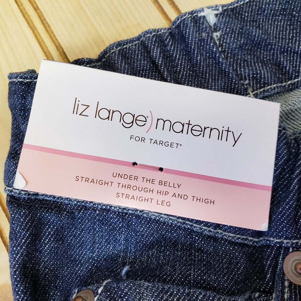 NWT Liz Lange Maternity Target Size 8 Jeans Under Belly Distressed Straight Leg - Picture 8 of 10